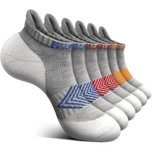 BULLIANT Men Ankle Socks Multi Pack,Athletic Running Socks Breathable Wicking Cushioned Footbed Arch Supportive(6pairs-gray Heather 7793)