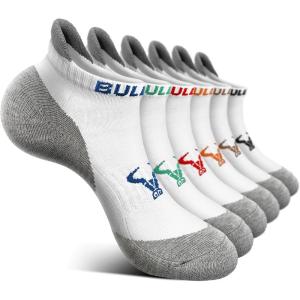 BULLIANT Men Ankle Socks Multi Pack,Athletic Running Socks Breathable Wicking Cushioned Footbed Arch Supportive(6pairs-white 6 Color Mixed4810)