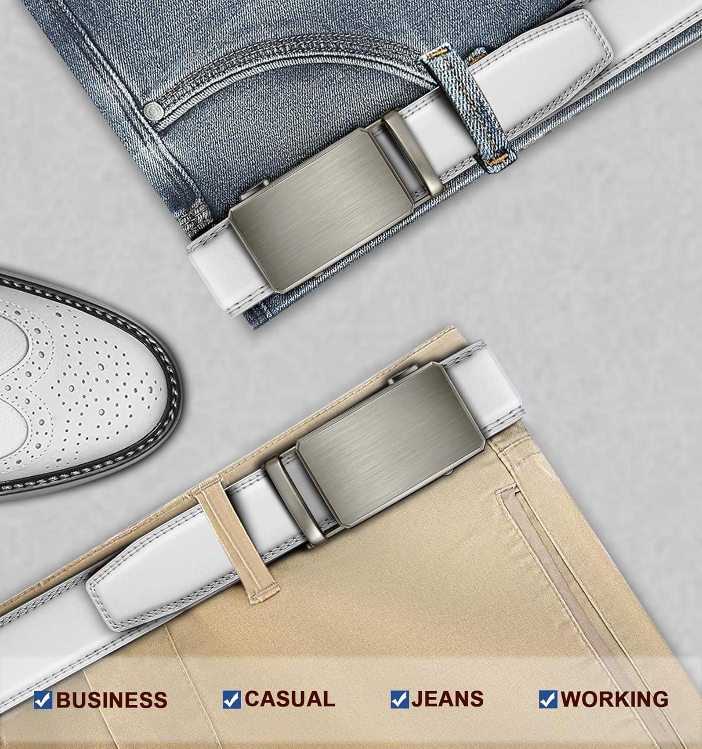 image:imageBULLIANT Men Belt Ratchet Belt Adjustable For Gift Men Dress Jeans 1 38Cut For FitWhite6252