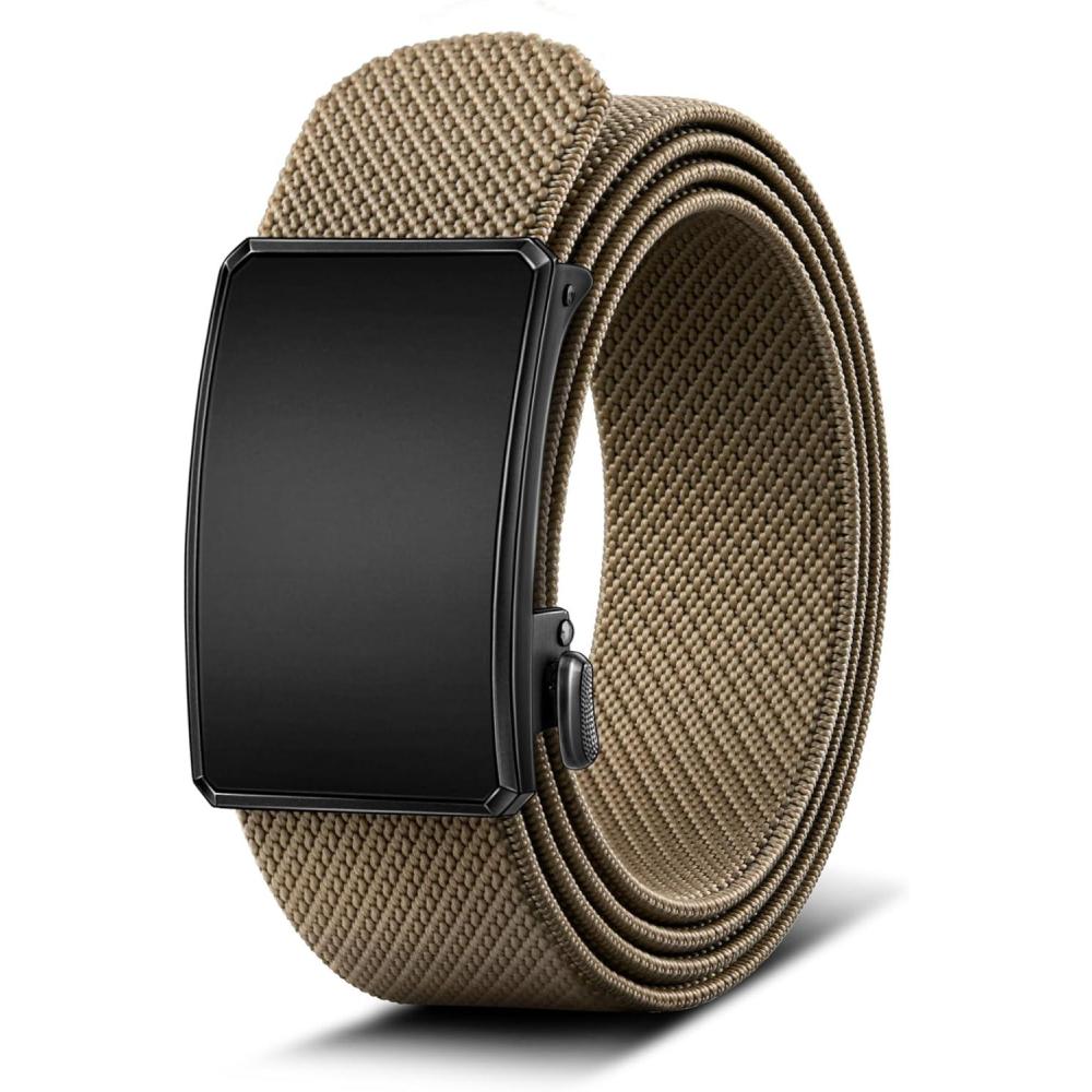 image:imageBULLIANT Men Stretch BeltAdjustable Ratchet Nylon Belt Tactical for Men Casual Jeans Golf Work 1 38Cut For FitBeige7627