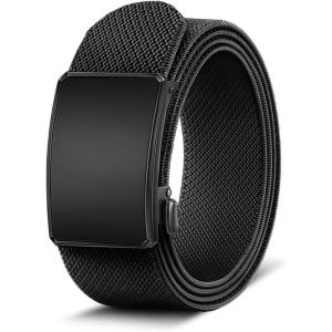 BULLIANT Men Stretch Belt,Adjustable Ratchet Nylon Belt Tactical for Men Casual Jeans Golf Work 1 3/8″,Cut For Fit(Black7626)
