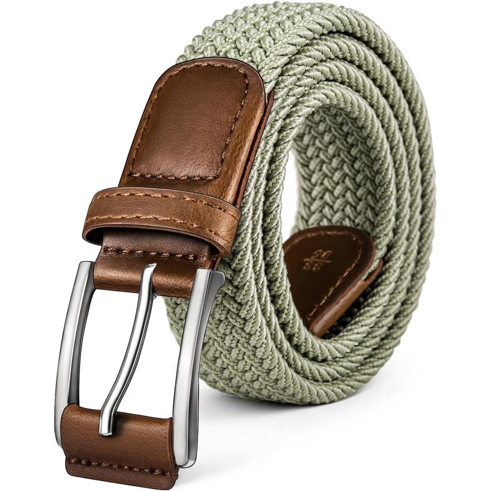 image:imageBULLIANT Stretch Belt MenMens Gift Woven Braided Web Belt 1 38 for Golf Casual Pants Shirts JeansDesert Sage8332