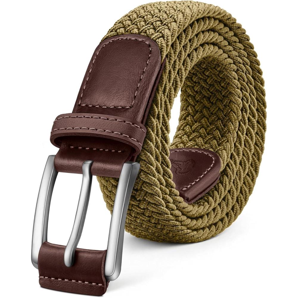 image:imageBULLIANT Stretch Belt MenMens Gift Woven Braided Web Belt 1 38 for Golf Casual Pants Shirts JeansWood Thrush8334