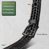 BULLIANT Men Belt 2Pack,Braided Woven Leather Belt For Men Golf Casual Jeans 1 3/8″(2pack-black/Wine Red7955)