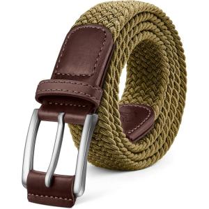 BULLIANT Stretch Belt Men,Mens Gift Woven Braided Web Belt 1 3/8 for Golf Casual Pants Shirts Jeans(Wood Thrush8334)