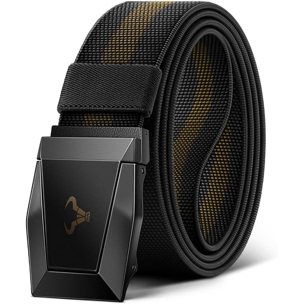 image:imageBULLIANT Men BeltTactical Work Belt Adjsutable With Stretch Nylon Snug Fit 1 12 Cut For SizeBlackWood Thrush8611