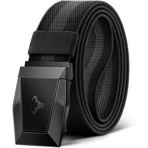 BULLIANT Men Belt-Tactical Work Belt Adjsutable With Stretch Nylon Snug Fit 1 1/2″- Cut For Size(Black/Dark Gray8613)