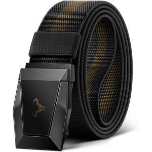 BULLIANT Men Belt-Tactical Work Belt Adjsutable With Stretch Nylon Snug Fit 1 1/2″- Cut For Size(Black/Wood Thrush8611)