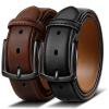 BULLIANT Men Belt 2Pack-Leather Belt 7Holes Comfortable For Men’s Dress Casual Jeans 1 3/8″(2pack-black/Coffee6463)