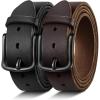 BULLIANT Men Belt 2Pack-Leather Belt 7Holes Comfortable For Men’s Dress Casual Jeans 1 3/8″(2pack-black/Deep Brown4678)