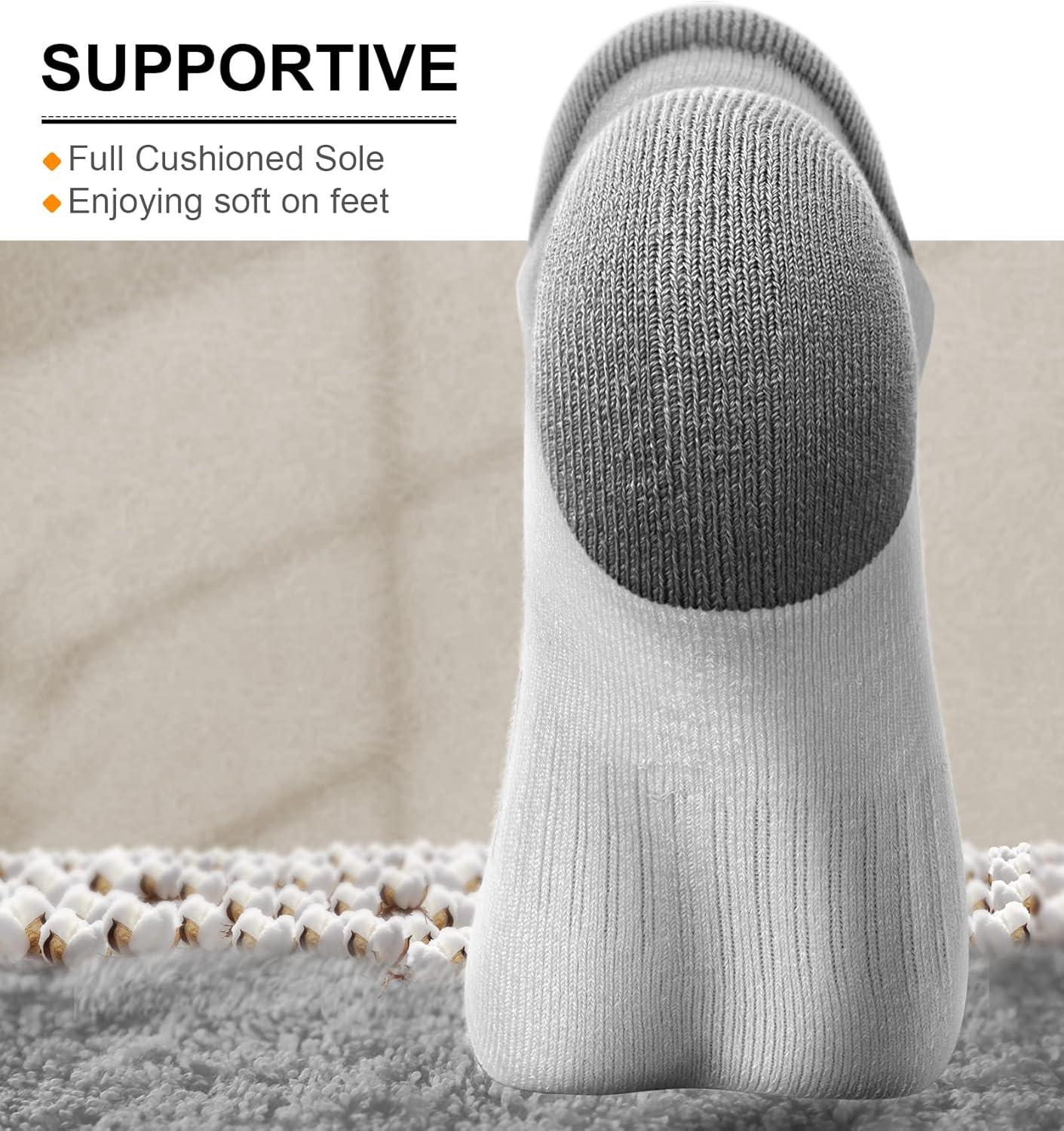 image:imageBULLIANT Socks For Women 6PairsWomens Athletic Ankle Socks No Show Cushioned for Walking RunningCompression Arch Support6 Pairswhite1846