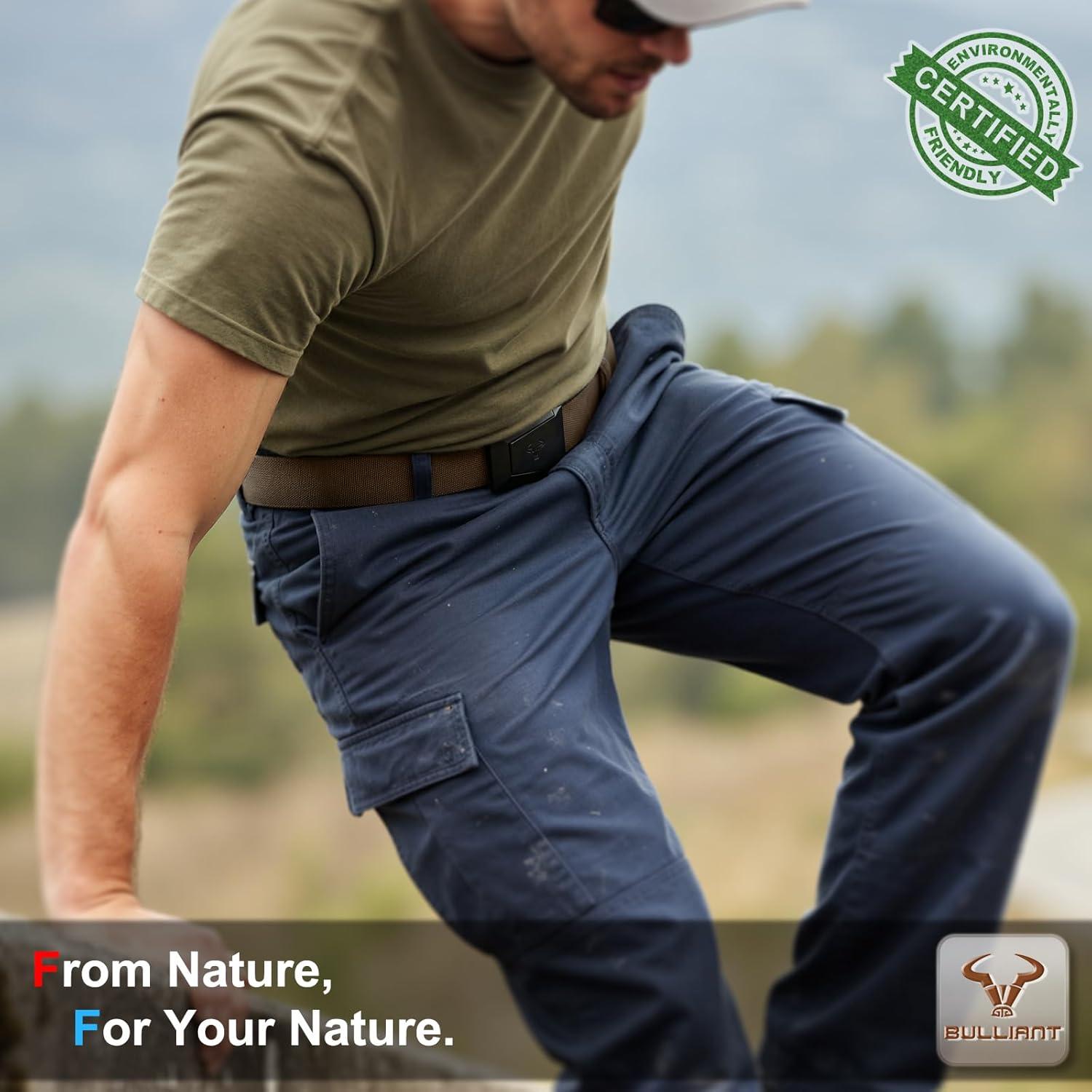 image:imageBULLIANT Tactical Belt for Men Men Stretch Nylon Web Gift Belt 15Hiking Rigger Military WorkQuick ReleaseDeep Brown8341