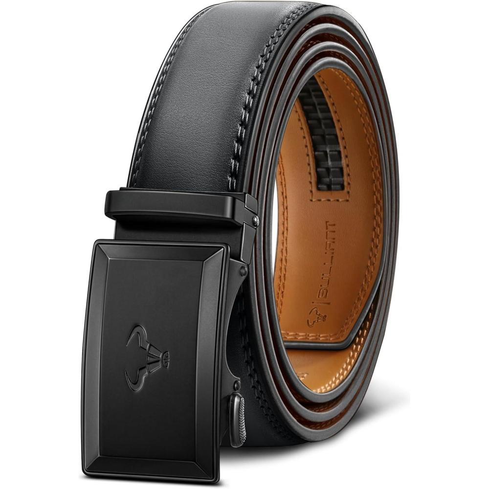 image:imageBULLIANT Men BeltRatchet Leather Belt Click Adjustable for Men Jeans Dress Casual 1 38Cut to FitDark Gray8600
