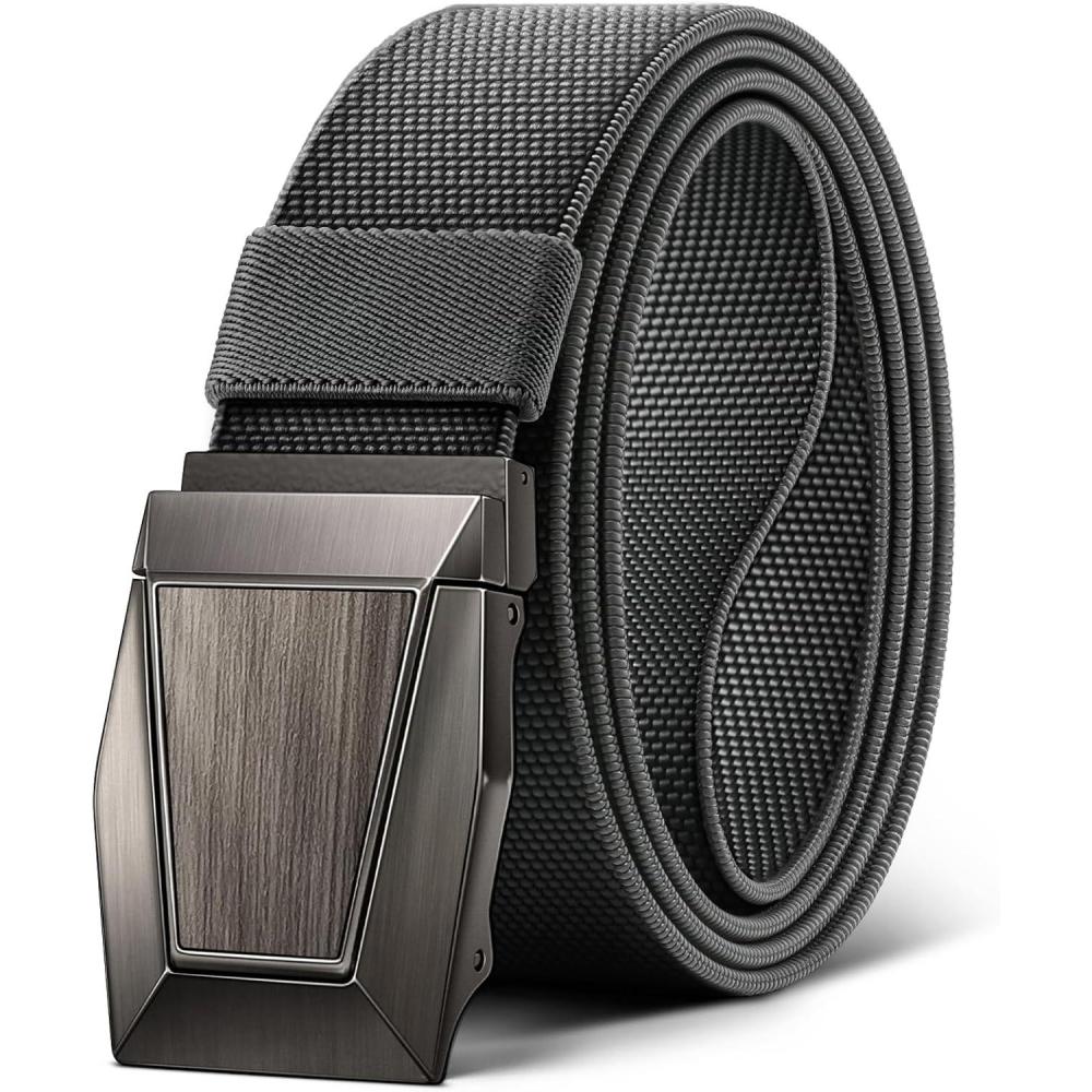 image:imageBULLIANT Tactical Belt for Men Men Stretch Nylon Web Gift Belt 15Hiking Rigger Military WorkQuick ReleaseDark Gray4666