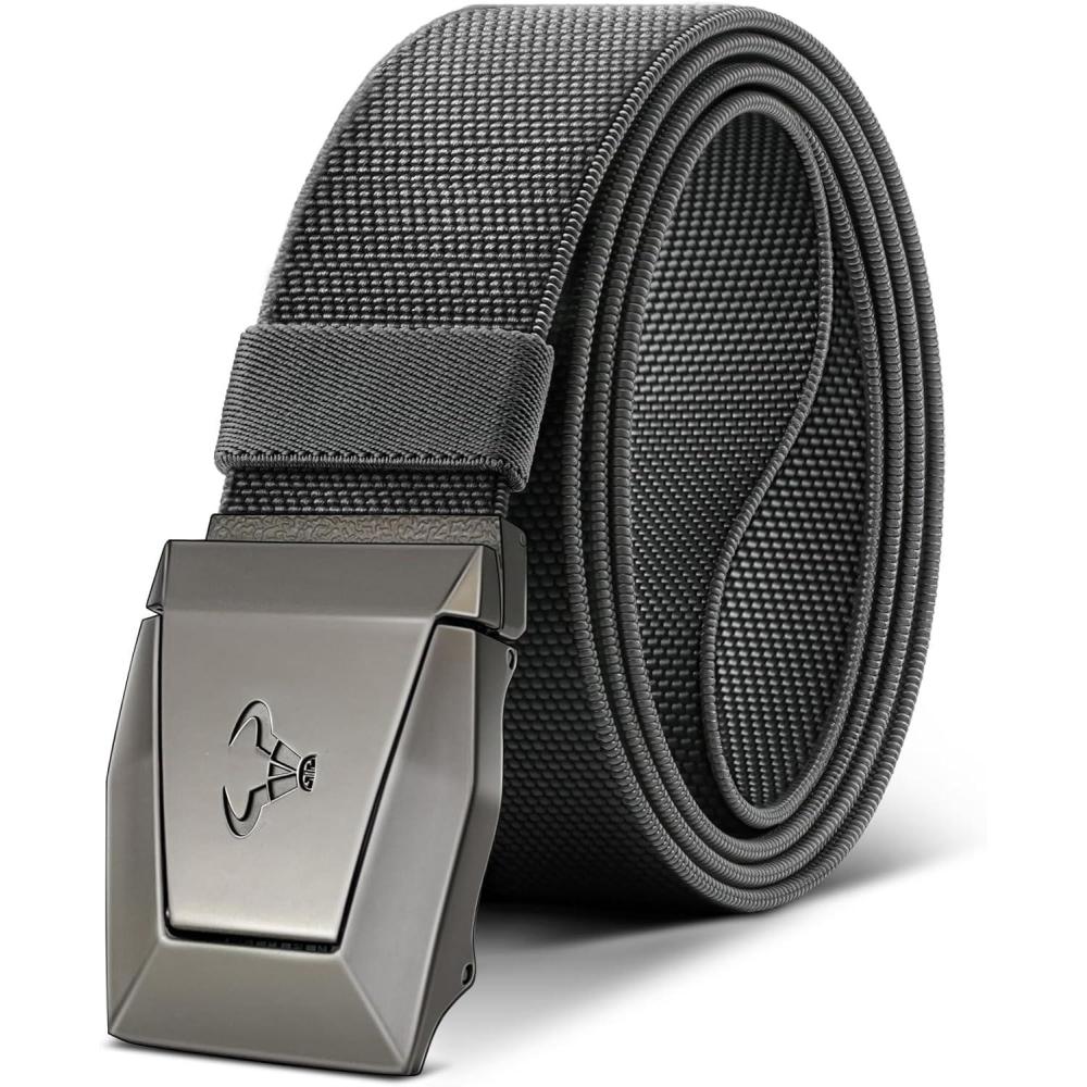 image:imageBULLIANT Tactical Belt for Men Men Stretch Nylon Web Gift Belt 15Hiking Rigger Military WorkQuick ReleaseDark Gray7817