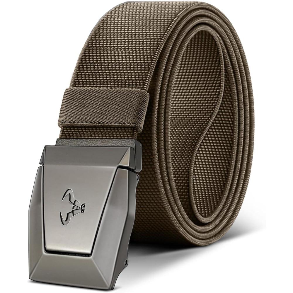 image:imageBULLIANT Tactical Belt for Men Men Stretch Nylon Web Gift Belt 15Hiking Rigger Military WorkQuick ReleaseLight Brown7818