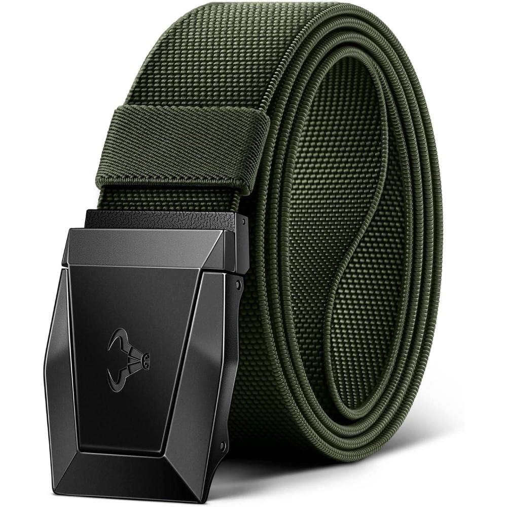image:imageBULLIANT Tactical Belt for Men Men Stretch Nylon Web Gift Belt 15Hiking Rigger Military WorkQuick ReleaseNavy Green2755