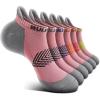 BULLIANT Socks For Women 6Pairs-Womens Athletic Ankle Socks No Show Cushioned for Walking Running-Compression Arch Support(6pairs-pink8242)