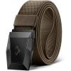 BULLIANT Tactical Belt for Men, Men Stretch Nylon Web Gift Belt 1.5″-Hiking Rigger Military Work-Quick Release(Light Brown2544)