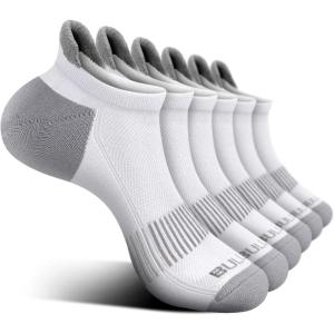 BULLIANT Socks For Women 6Pairs-Womens Athletic Ankle Socks No Show Cushioned for Walking Running-Compression Arch Support(6 Pairs-white1846)