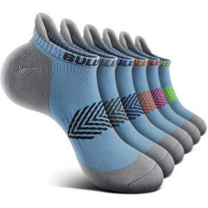BULLIANT Socks For Women 6Pairs-Womens Athletic Ankle Socks No Show Cushioned for Walking Running-Compression Arch Support(6pairs-cambridge Blue8240)