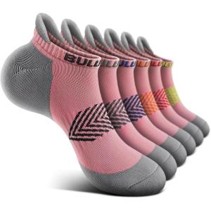BULLIANT Socks For Women 6Pairs-Womens Athletic Ankle Socks No Show Cushioned for Walking Running-Compression Arch Support(6pairs-pink8242)