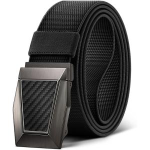BULLIANT Tactical Belt for Men, Men Stretch Nylon Web Gift Belt 1.5″-Hiking Rigger Military Work-Quick Release(Black2972)