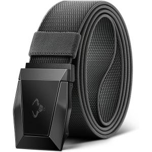 BULLIANT Tactical Belt for Men, Men Stretch Nylon Web Gift Belt 1.5″-Hiking Rigger Military Work-Quick Release(Dark Gray2754)