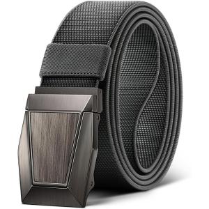 BULLIANT Tactical Belt for Men, Men Stretch Nylon Web Gift Belt 1.5″-Hiking Rigger Military Work-Quick Release(Dark Gray4666)