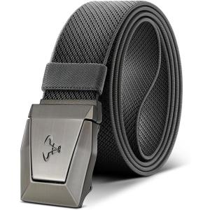 BULLIANT Tactical Belt for Men, Men Stretch Nylon Web Gift Belt 1.5″-Hiking Rigger Military Work-Quick Release(Dark Gray7815)