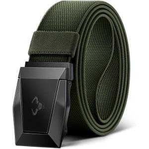 BULLIANT Tactical Belt for Men, Men Stretch Nylon Web Gift Belt 1.5″-Hiking Rigger Military Work-Quick Release(Navy Green2755)