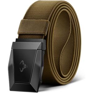 BULLIANT Tactical Belt for Men, Men Stretch Nylon Web Gift Belt 1.5″-Hiking Rigger Military Work-Quick Release(Wood Thrush6219)