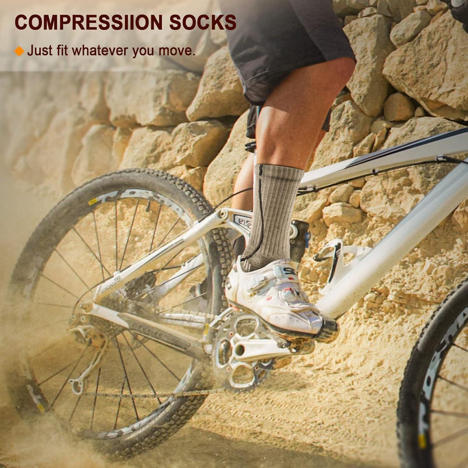 image:imageBULLIANT Compression Socks for Men 6Pairs Athletic Crew Socks Cushioned For Men Sports RunningArch Support6pairsgray Heather Black Gray4478