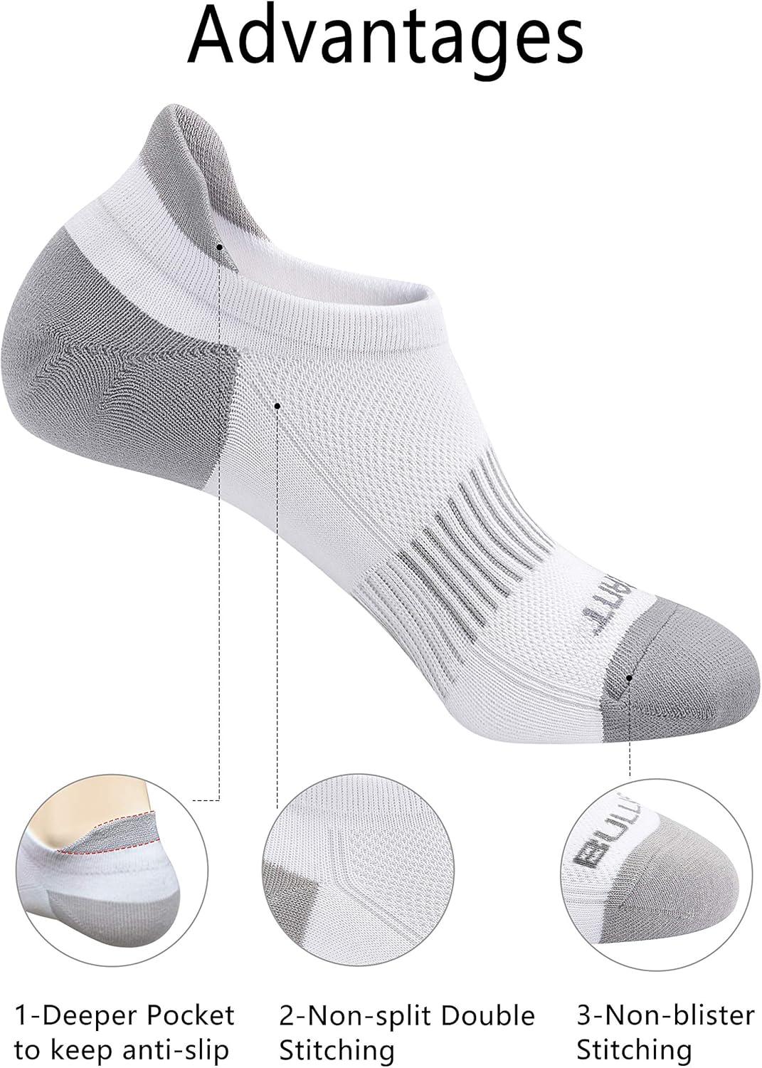 image:imageBULLIANT Mens Socks 6 PairsAthletic Ankle Socks Cushioned No Show For Men RunningArch Compression Support6pairs3 Color Mixed4207