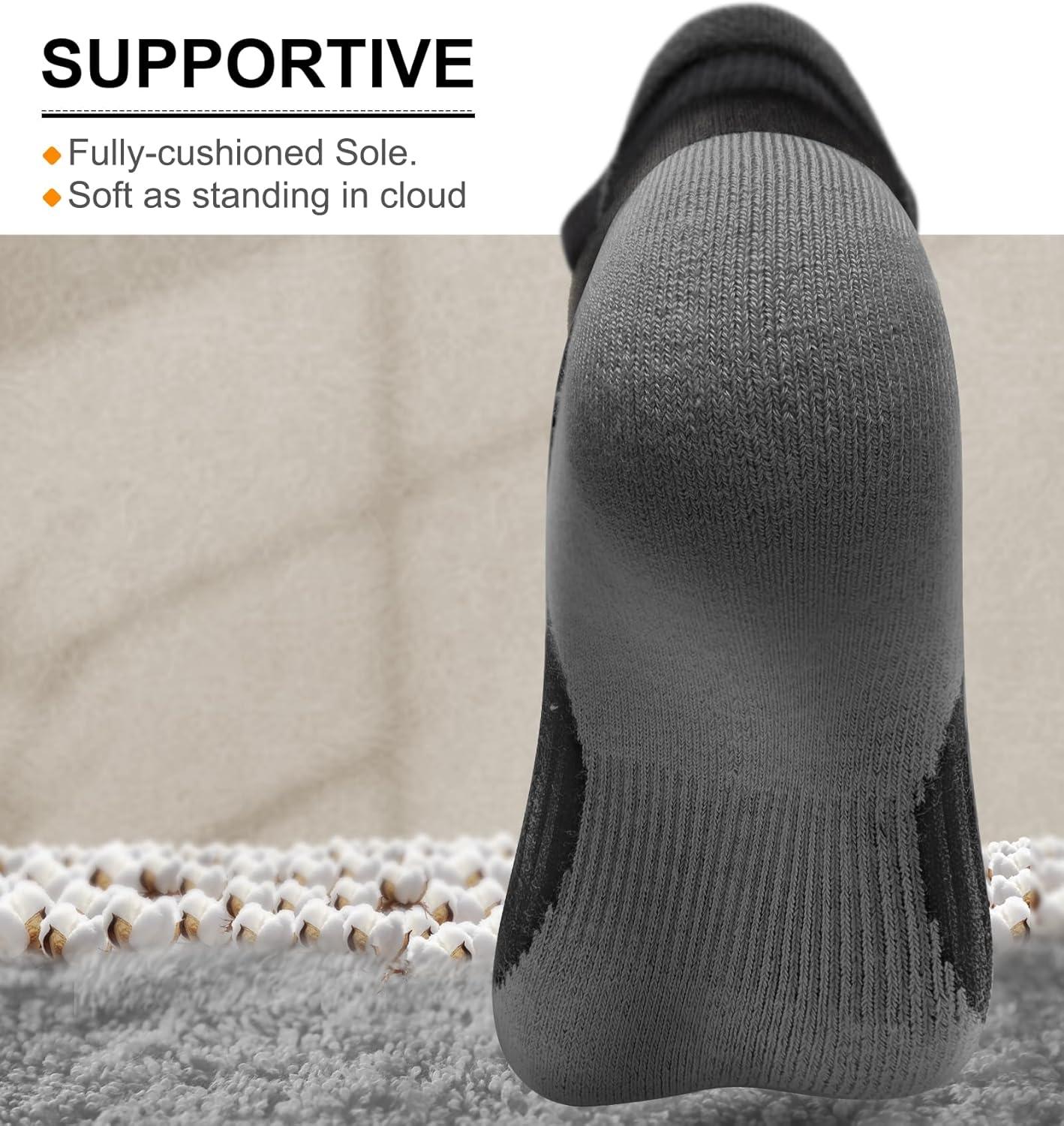 image:imageBULLIANT Mens Socks 6 PairsAthletic Ankle Socks Cushioned No Show For Men RunningArch Compression Support6pairsblack 6 Color Mixed3002
