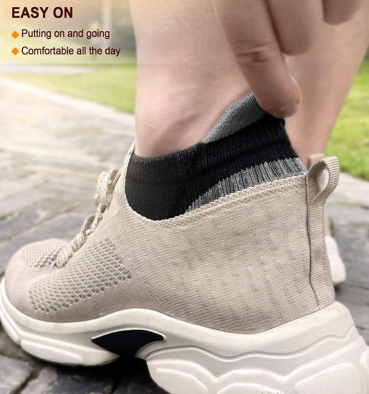 image:imageBULLIANT Mens Socks 6 PairsAthletic Ankle Socks Cushioned No Show For Men RunningArch Compression Support6pairsblack 6 Color Mixed3002