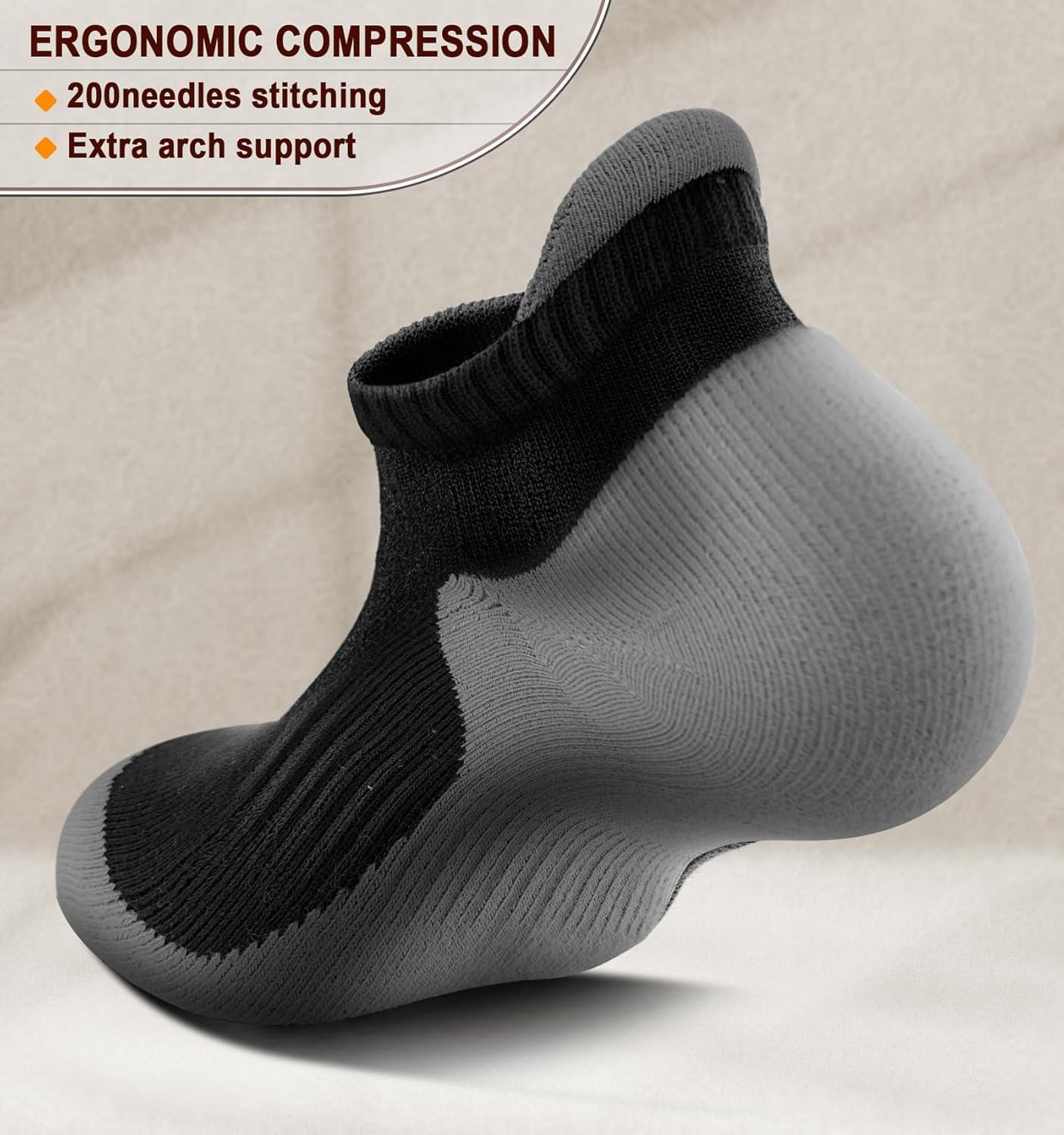 image:imageBULLIANT Mens Socks 6 PairsAthletic Ankle Socks Cushioned No Show For Men RunningArch Compression Support6pairsblack 6 Color Mixed3002