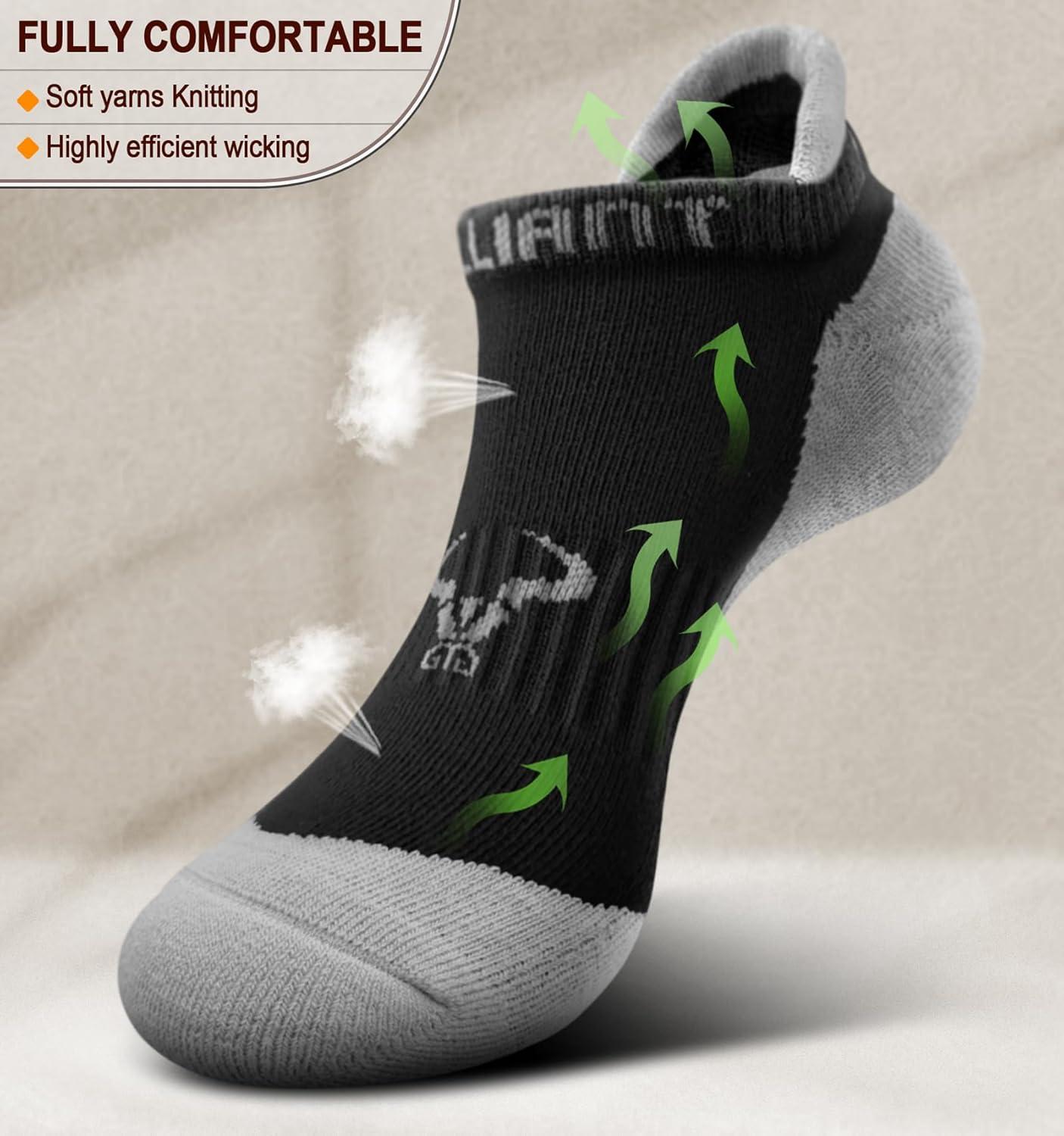 image:imageBULLIANT Mens Socks 6 PairsAthletic Ankle Socks Cushioned No Show For Men RunningArch Compression Support6pairsblack 6 Color Mixed3002