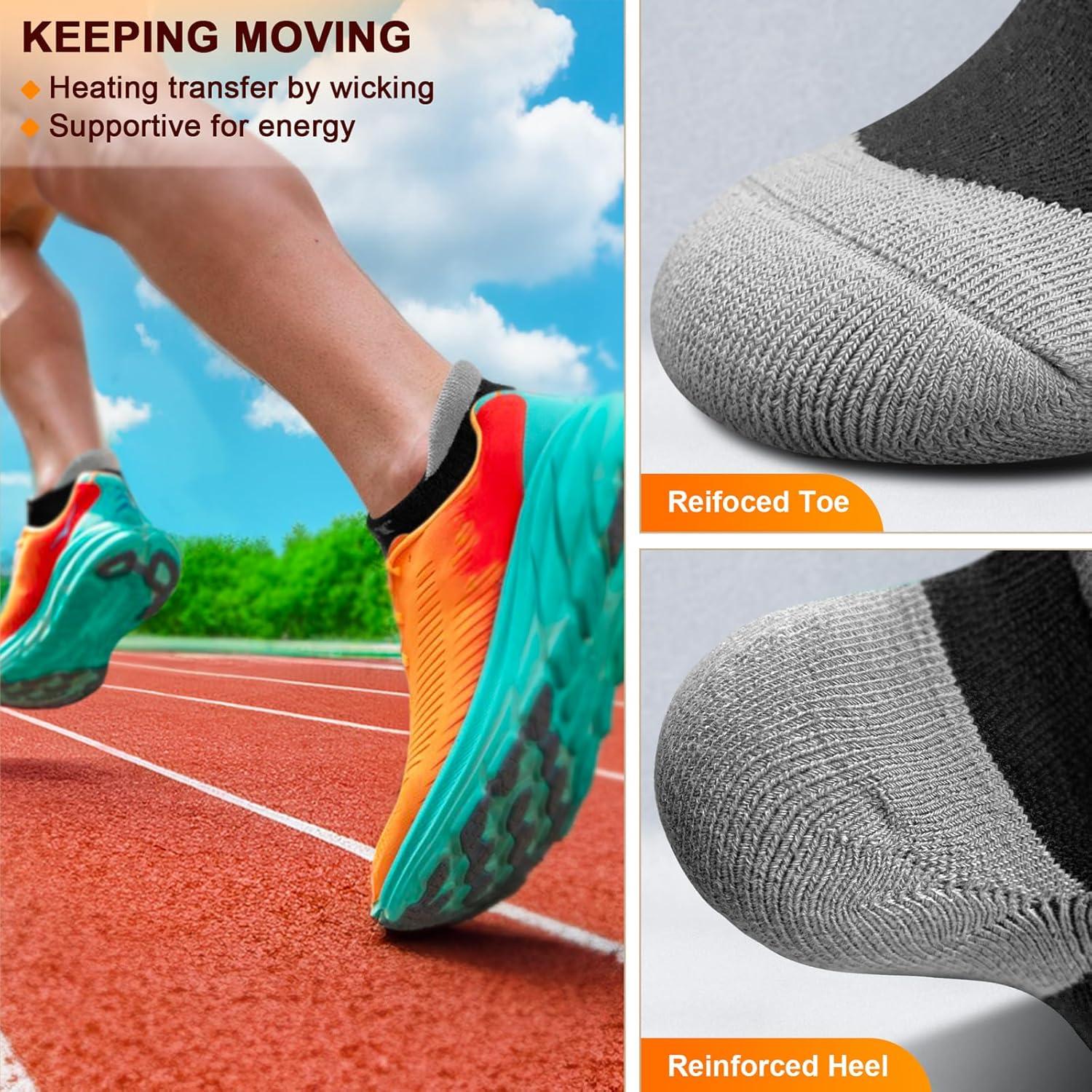 image:imageBULLIANT Mens Socks 6 PairsAthletic Ankle Socks Cushioned No Show For Men RunningArch Compression Support6pairsblack 6 Color Mixed3002