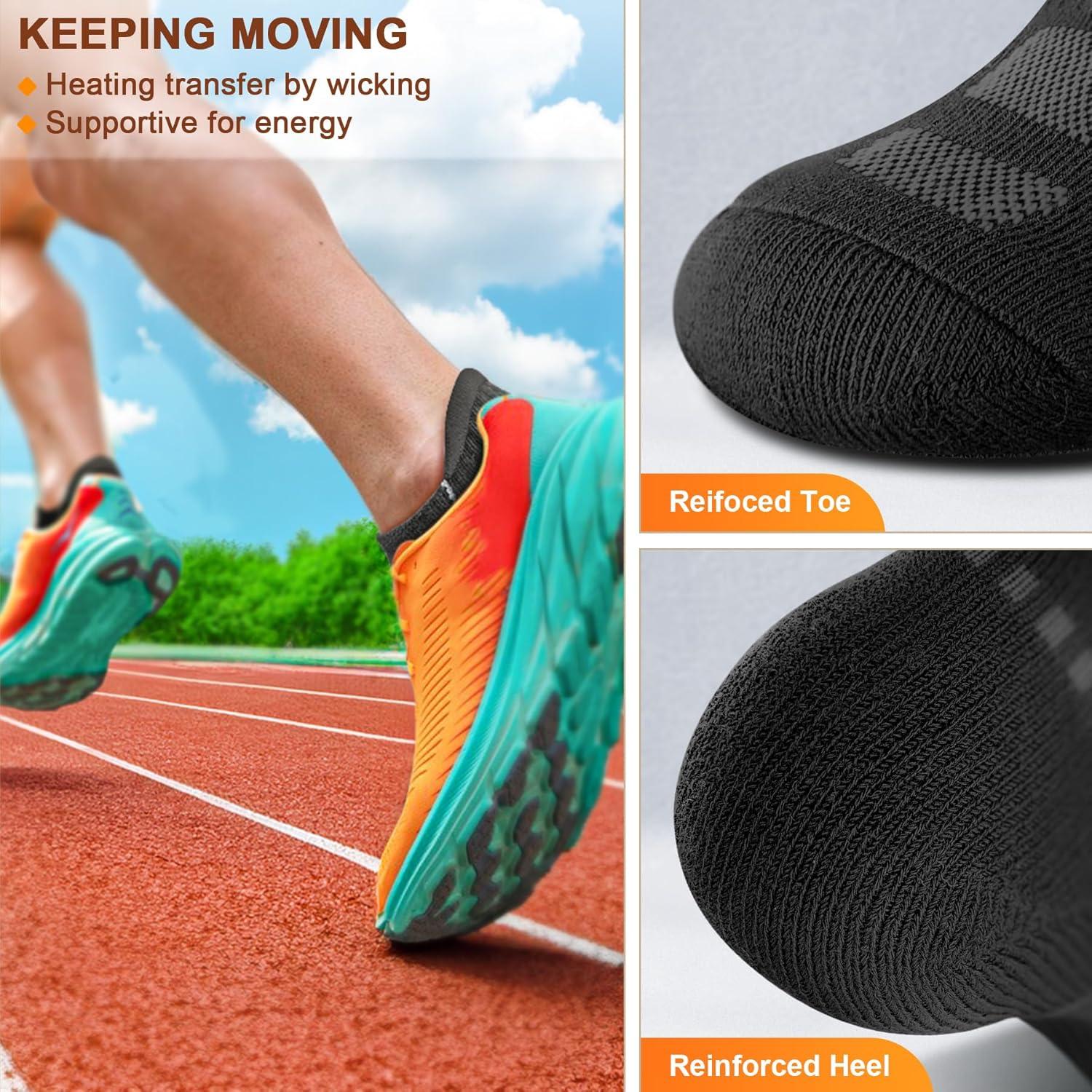 image:imageBULLIANT Mens Socks 6 PairsAthletic Ankle Socks Cushioned No Show For Men RunningArch Compression Support6pairsblack 6 Color Mixed3071