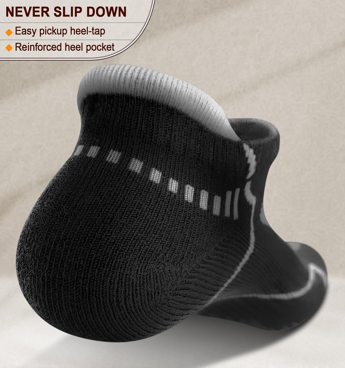 image:imageBULLIANT Mens Socks 6 PairsAthletic Ankle Socks Cushioned No Show For Men RunningArch Compression Support6pairsblackCreamy White3072