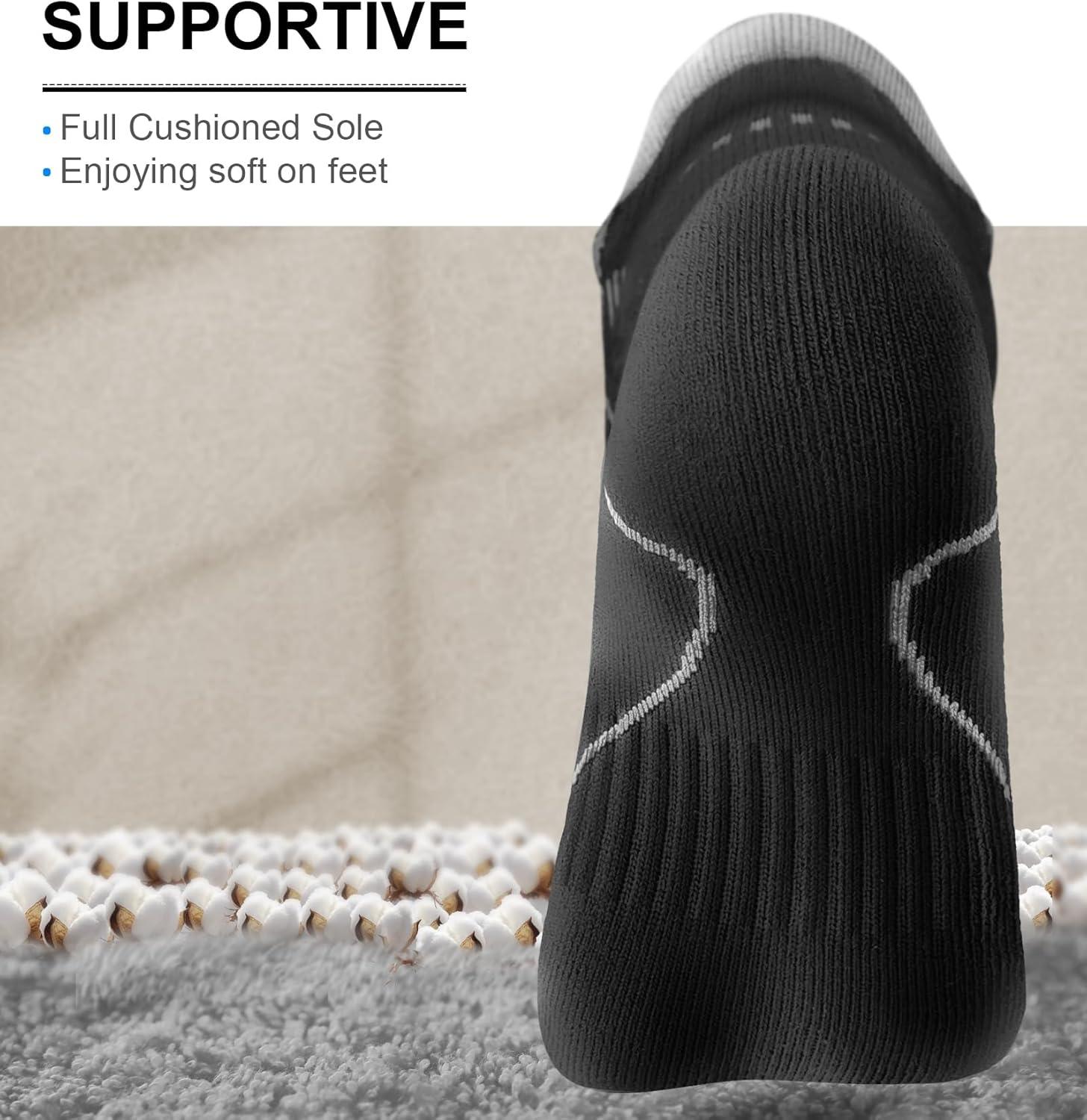 image:imageBULLIANT Mens Socks 6 PairsAthletic Ankle Socks Cushioned No Show For Men RunningArch Compression Support6pairsblackCreamy White3072