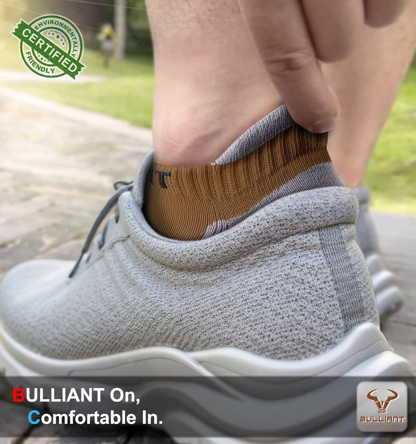 image:imageBULLIANT Mens Socks 6 PairsAthletic Ankle Socks Cushioned No Show For Men RunningArch Compression Support6pairscamel8255