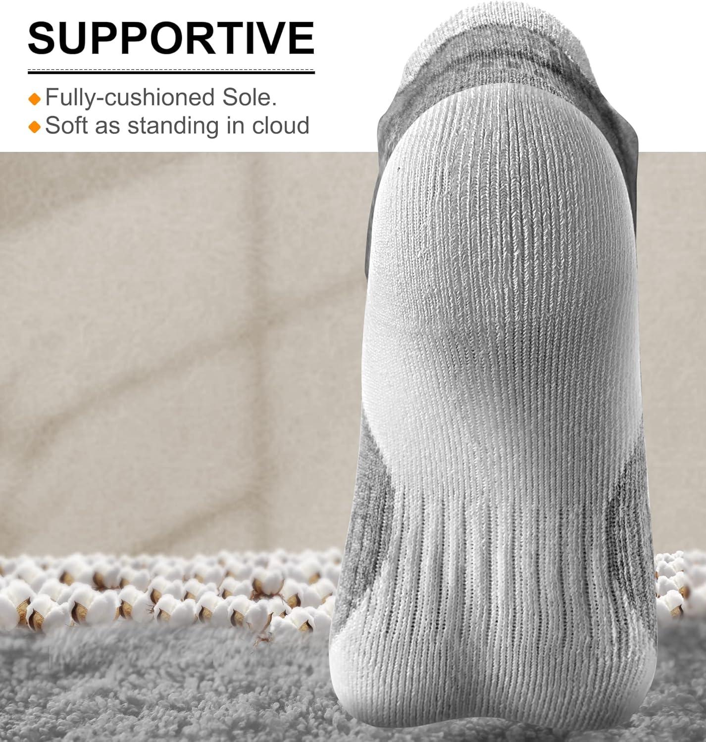 image:imageBULLIANT Mens Socks 6 PairsAthletic Ankle Socks Cushioned No Show For Men RunningArch Compression Support6pairsgray 6 Color Mixed3006