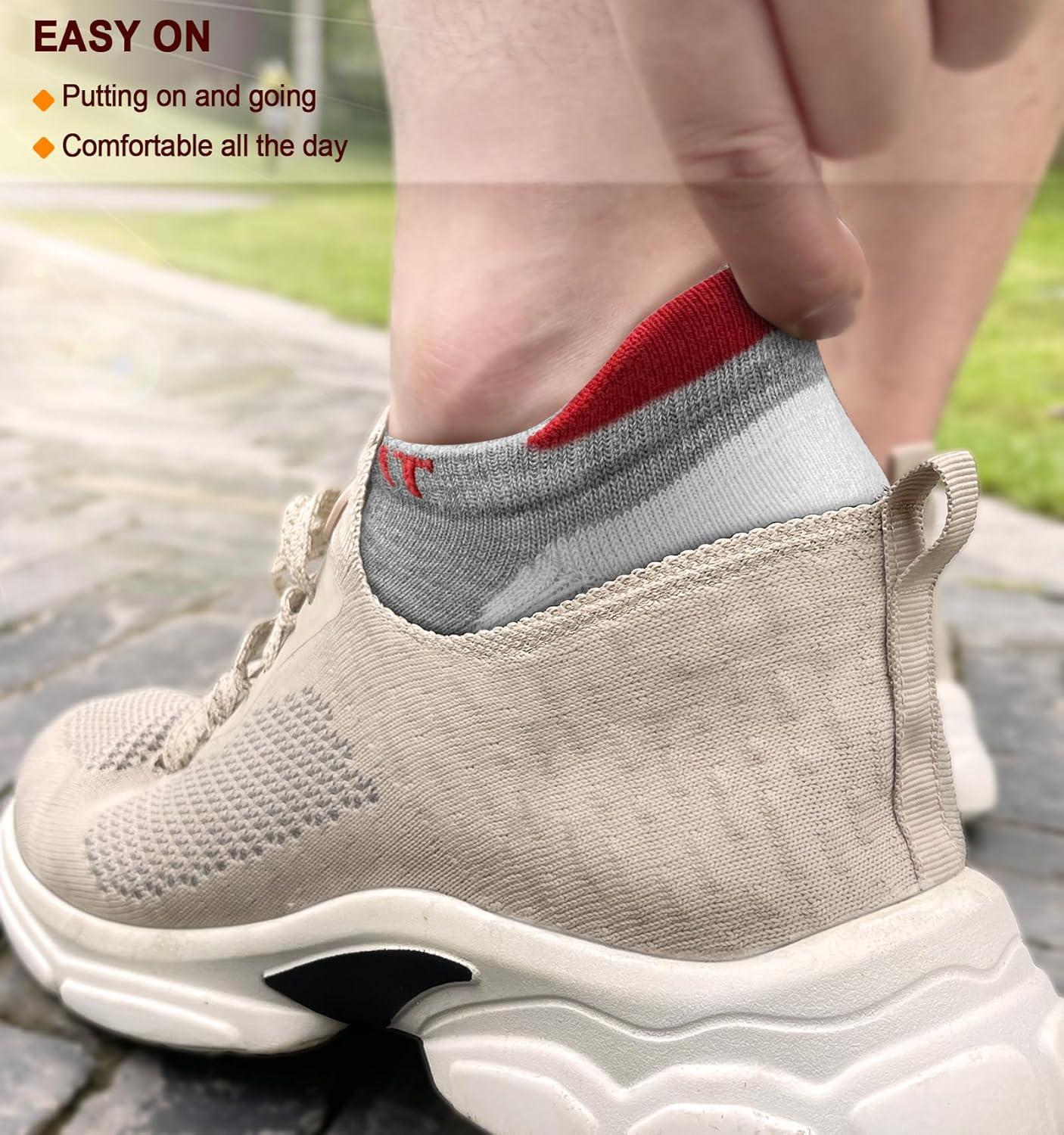 image:imageBULLIANT Mens Socks 6 PairsAthletic Ankle Socks Cushioned No Show For Men RunningArch Compression Support6pairsgray Heather 4308