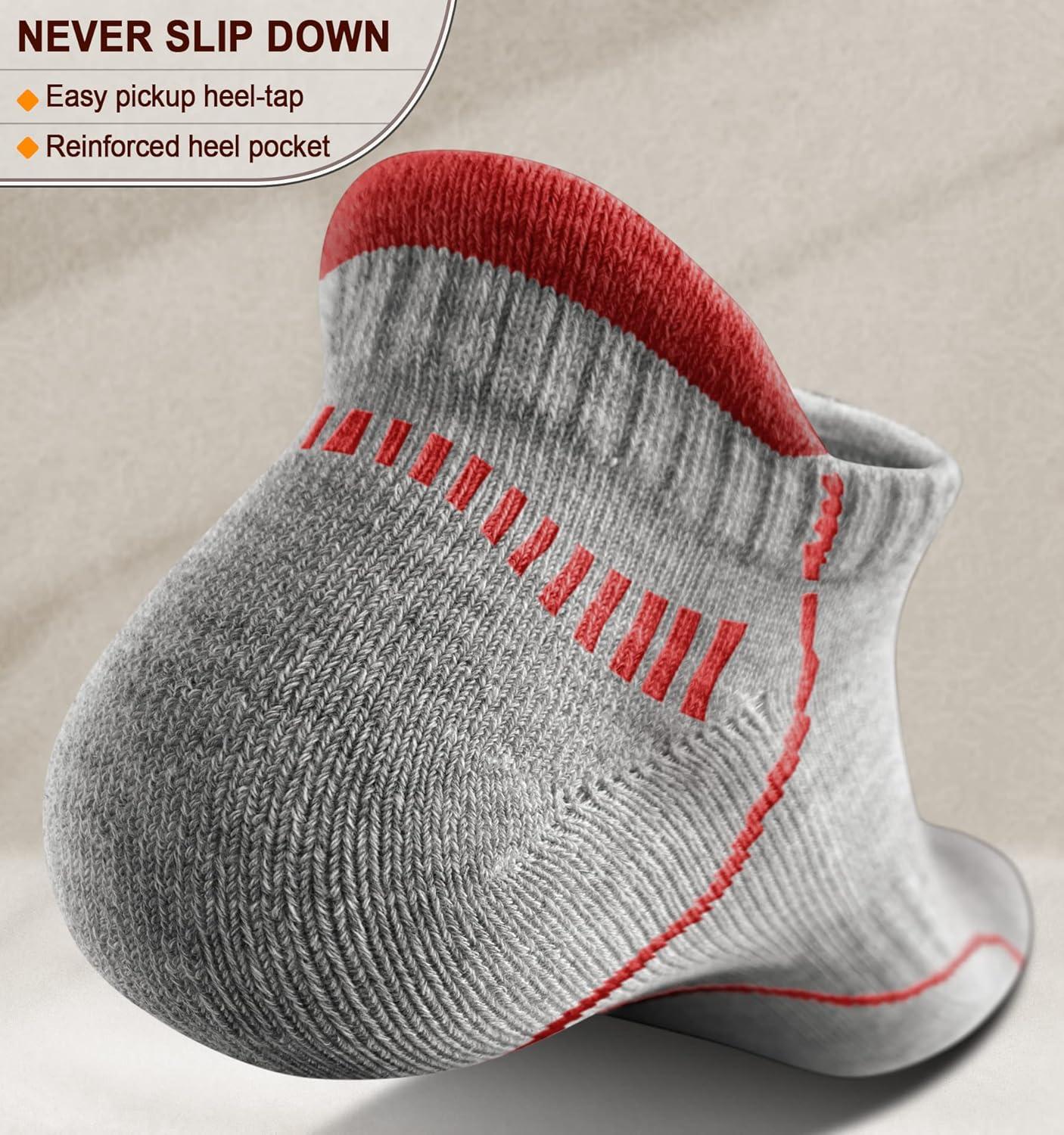 image:imageBULLIANT Mens Socks 6 PairsAthletic Ankle Socks Cushioned No Show For Men RunningArch Compression Support6pairsgray Heather Rose Red3076