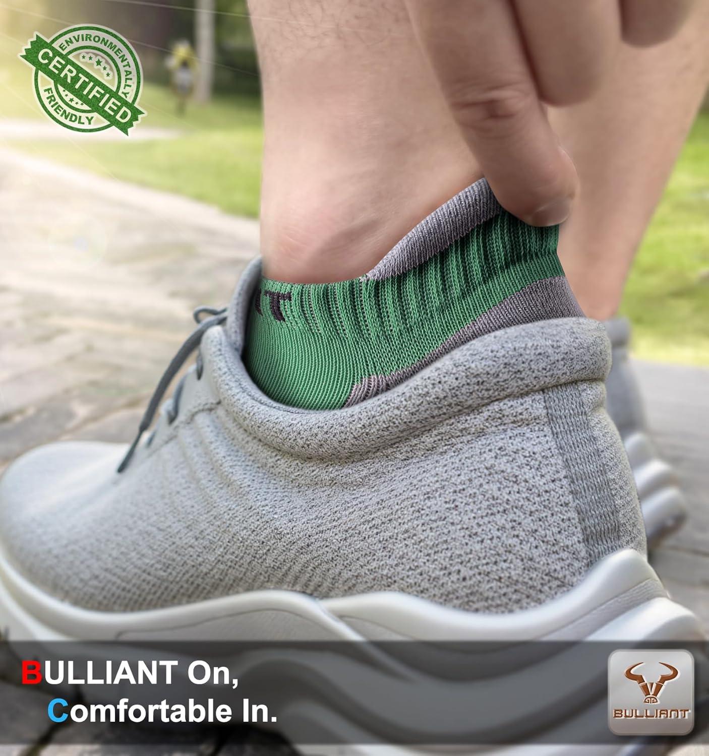 image:imageBULLIANT Mens Socks 6 PairsAthletic Ankle Socks Cushioned No Show For Men RunningArch Compression Support6pairsshale Green8253