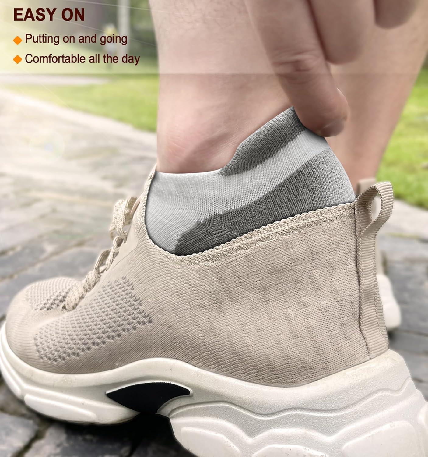 image:imageBULLIANT Mens Socks 6 PairsAthletic Ankle Socks Cushioned No Show For Men RunningArch Compression Support6pairswhite3667