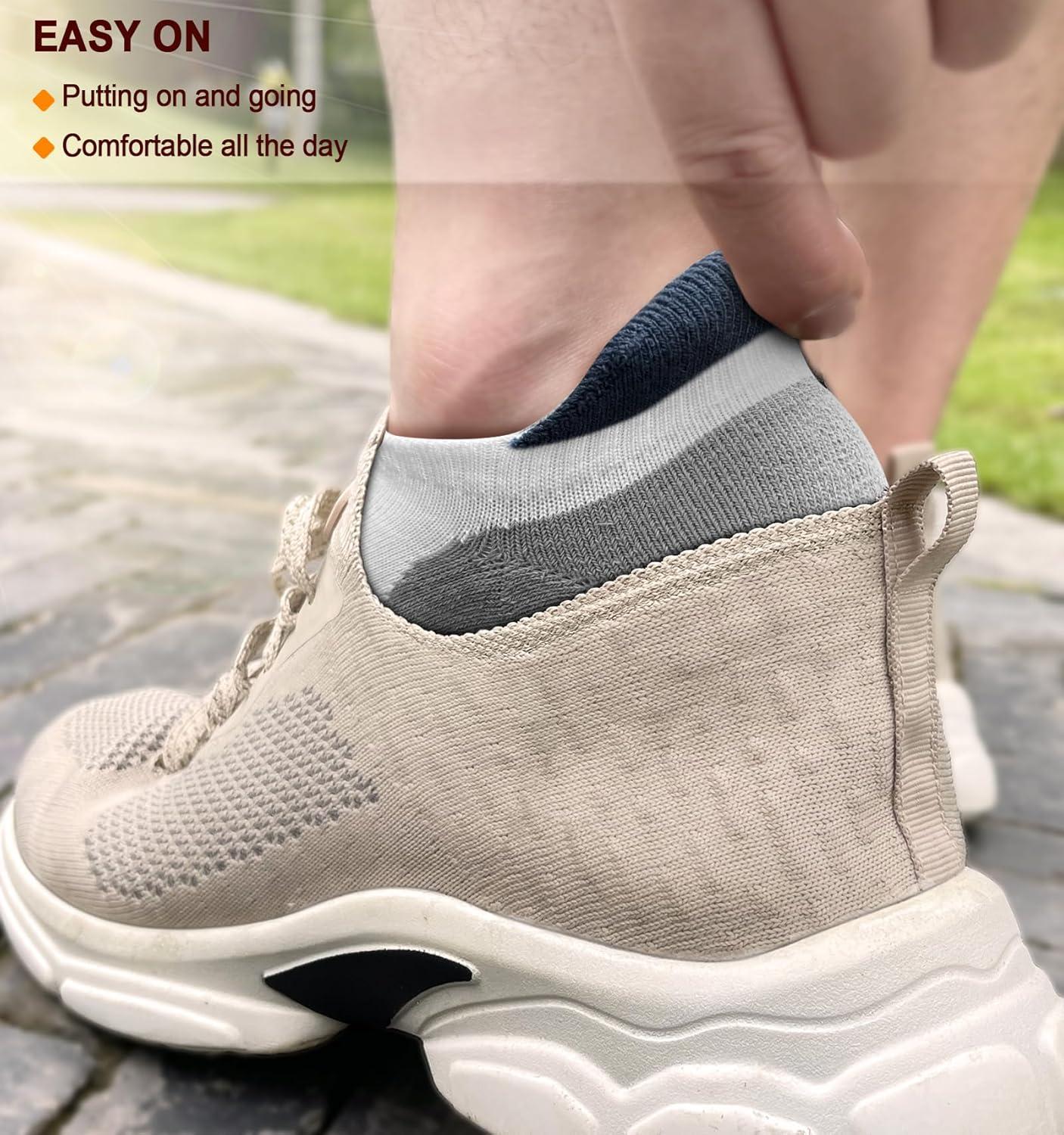 image:imageBULLIANT Mens Socks 6 PairsAthletic Ankle Socks Cushioned No Show For Men RunningArch Compression Support6pairswhite4307