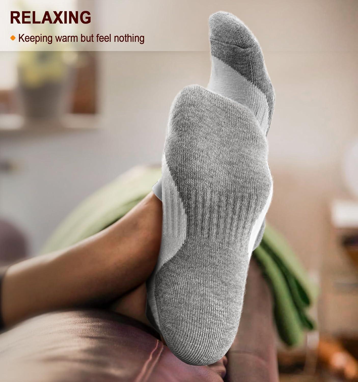 image:imageBULLIANT Mens Socks 6 PairsAthletic Ankle Socks Cushioned No Show For Men RunningArch Compression Support6pairswhite4307